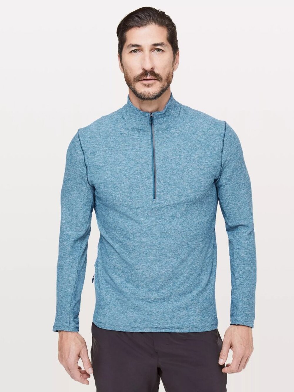 Lululemon Men's Surge Warm 1/2 Zip - Heathered Blue